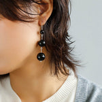 Gradient Black Onyx 925 Silver Dangle Earring - floysun