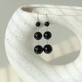 Gradient Black Onyx 925 Silver Dangle Earring - floysun