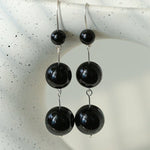 Gradient Black Onyx 925 Silver Dangle Earring - floysun