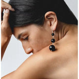 Gradient Black Onyx 925 Silver Dangle Earring - floysun