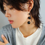 Gradient Black Onyx 925 Silver Dangle Earring - floysun