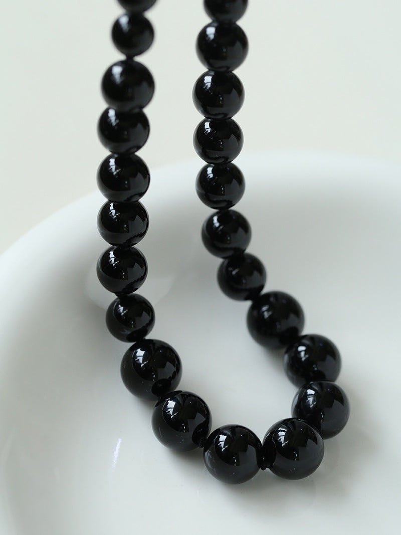 Gradient Black Onyx Stone Long Necklace - floysun