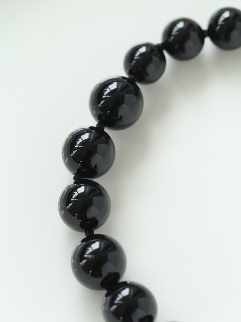 Gradient Black Onyx Stone Long Necklace - floysun