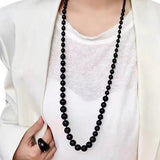 Gradient Black Onyx Stone Long Necklace - floysun