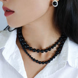 Gradient Black Onyx Stone Long Necklace - floysun