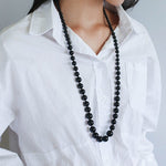 Gradient Black Onyx Stone Long Necklace - floysun