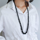 Gradient Black Onyx Stone Long Necklace - floysun