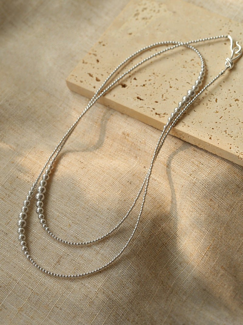 Gradient Long Grey Artificial Pearl Necklace - floysun