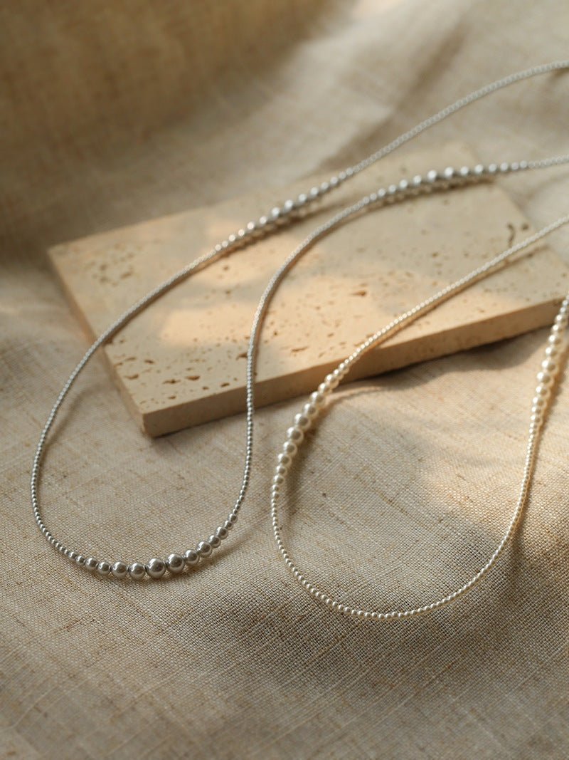 Gradient Long Grey Artificial Pearl Necklace - floysun