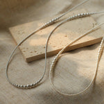 Gradient Long Grey Artificial Pearl Necklace - floysun