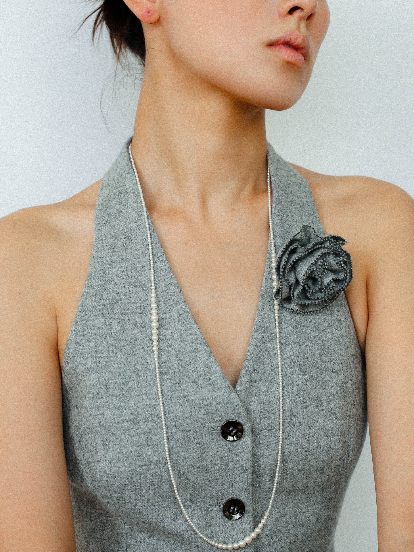 Gradient Long Grey Artificial Pearl Necklace - floysun