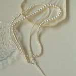 Gradient Pearl Long OT Clasp Necklace Sweater Necklace - floysun