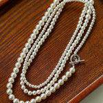 Gradient Pearl Long OT Clasp Necklace Sweater Necklace - floysun