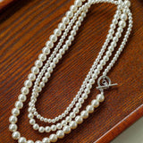 Gradient Pearl Long OT Clasp Necklace Sweater Necklace - floysun