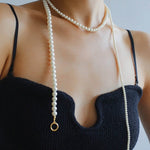 Gradient Pearl Long OT Clasp Necklace Sweater Necklace - floysun