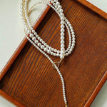 Gradient Pearl Long OT Clasp Necklace Sweater Necklace - floysun