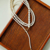 Gradient Pearl Long OT Clasp Necklace Sweater Necklace - floysun