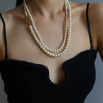 Gradient Pearl Long OT Clasp Necklace Sweater Necklace - floysun