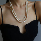 Gradient Pearl Long OT Clasp Necklace Sweater Necklace - floysun