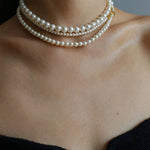 Gradient Pearl Long OT Clasp Necklace Sweater Necklace - floysun