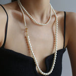 Gradient Pearl Long OT Clasp Necklace Sweater Necklace - floysun