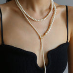 Gradient Pearl Long OT Clasp Necklace Sweater Necklace - floysun