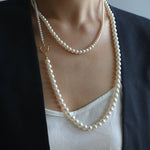 Gradient Pearl Long OT Clasp Necklace Sweater Necklace - floysun