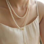 Gradient Pearl Long OT Clasp Necklace Sweater Necklace - floysun