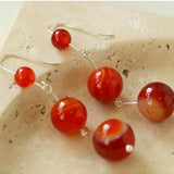 Gradient Red Onyx 925 Silver Dangle Earring - floysun