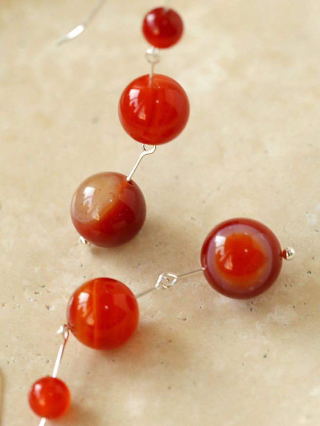 Gradient Red Onyx 925 Silver Dangle Earring - floysun