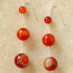 Gradient Red Onyx 925 Silver Dangle Earring - floysun