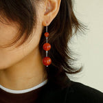 Gradient Red Onyx 925 Silver Dangle Earring - floysun