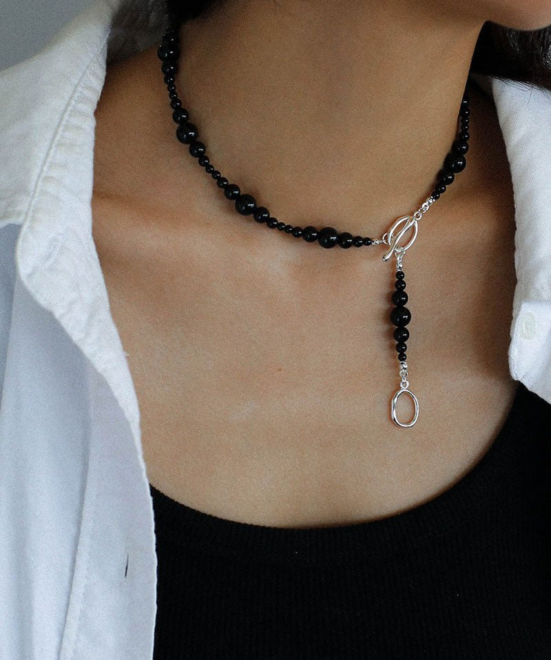 Gradual Black Onyx Clavicle Chain - floysun