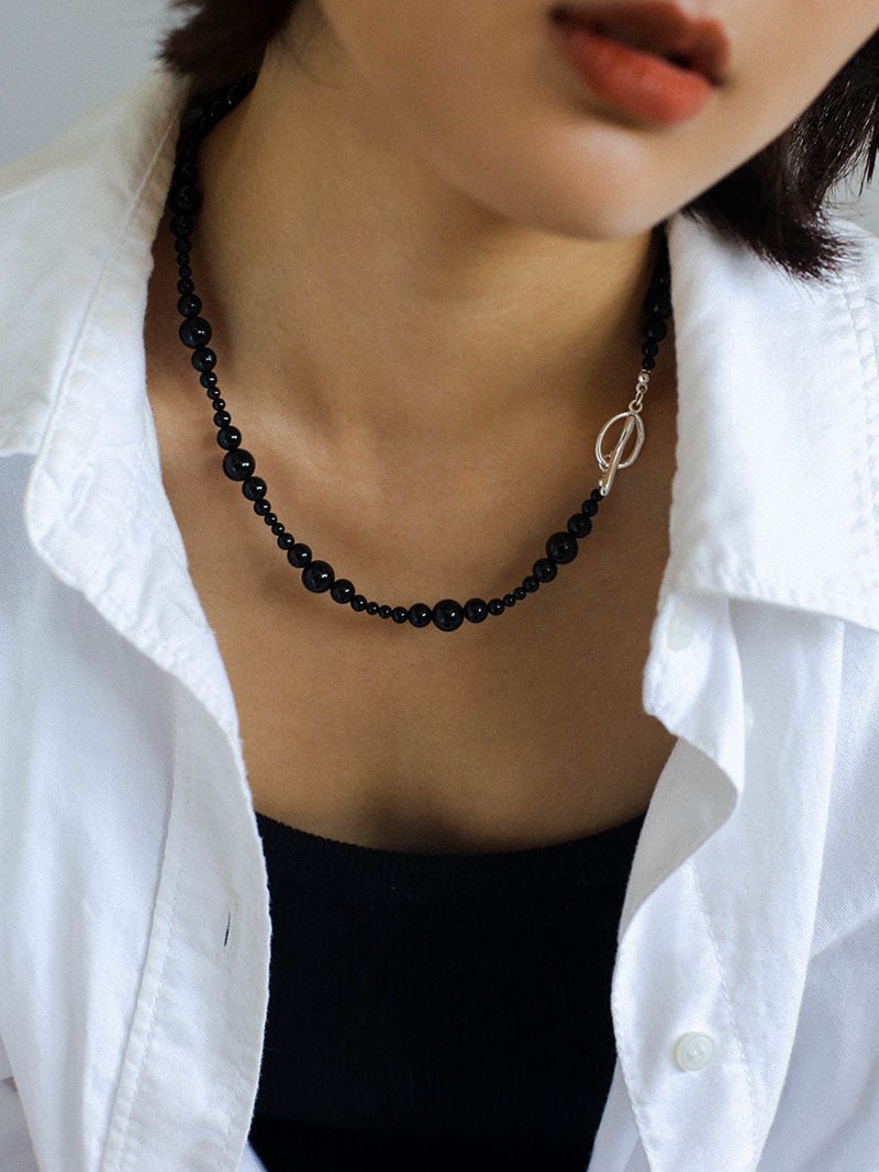 Gradual Black Onyx Clavicle Chain - floysun