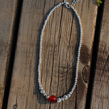 Graduated Silver Bean and Onyx Necklace - floysun