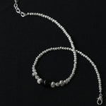 Graduated Silver Bean and Onyx Necklace - Black Onyx - floysun