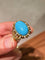 Grand Vintage Lace Blue Turquoise Ring Regal Filigree Setting - floysun