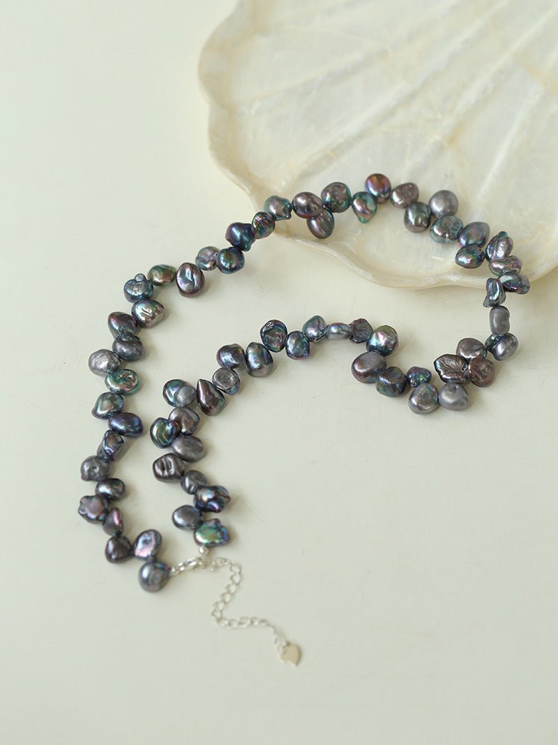 Gray Purple Fantasy Petals Freshwater Pearls Necklace - floysun