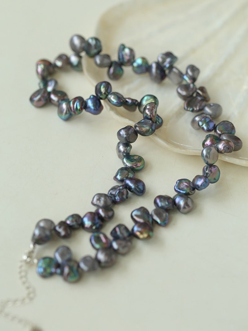 Gray Purple Fantasy Petals Freshwater Pearls Necklace - floysun