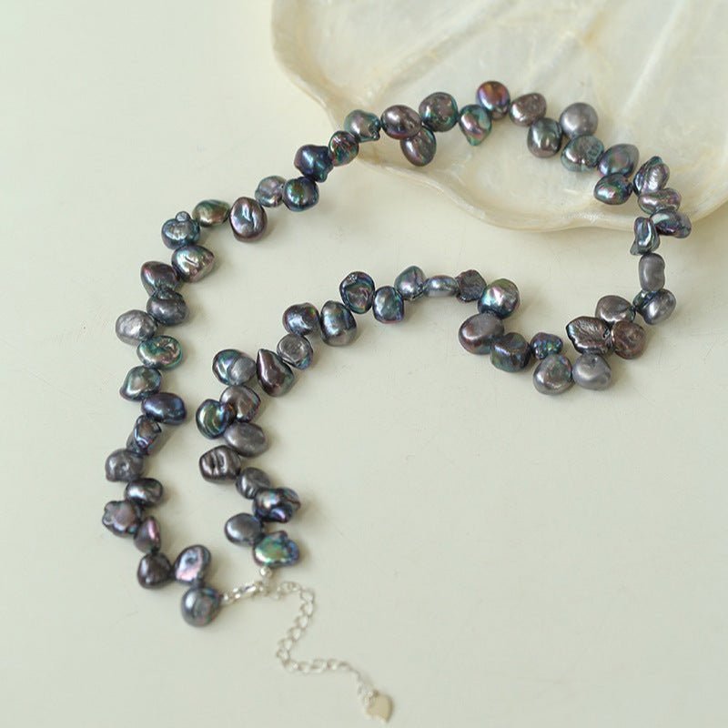 Gray Purple Fantasy Petals Freshwater Pearls Necklace - floysun