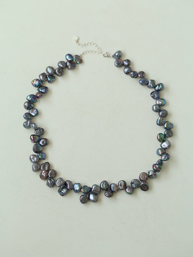 Gray Purple Fantasy Petals Freshwater Pearls Necklace - floysun