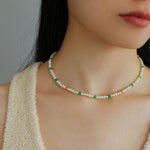 Green Agate Pearl Beaded Necklace - floysun