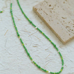 Green Ceramic Rice Bead and Pearl Bead Necklace - floysun