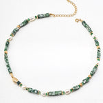 Green Cubic Jade and Pearl Beaded Necklace - floysun