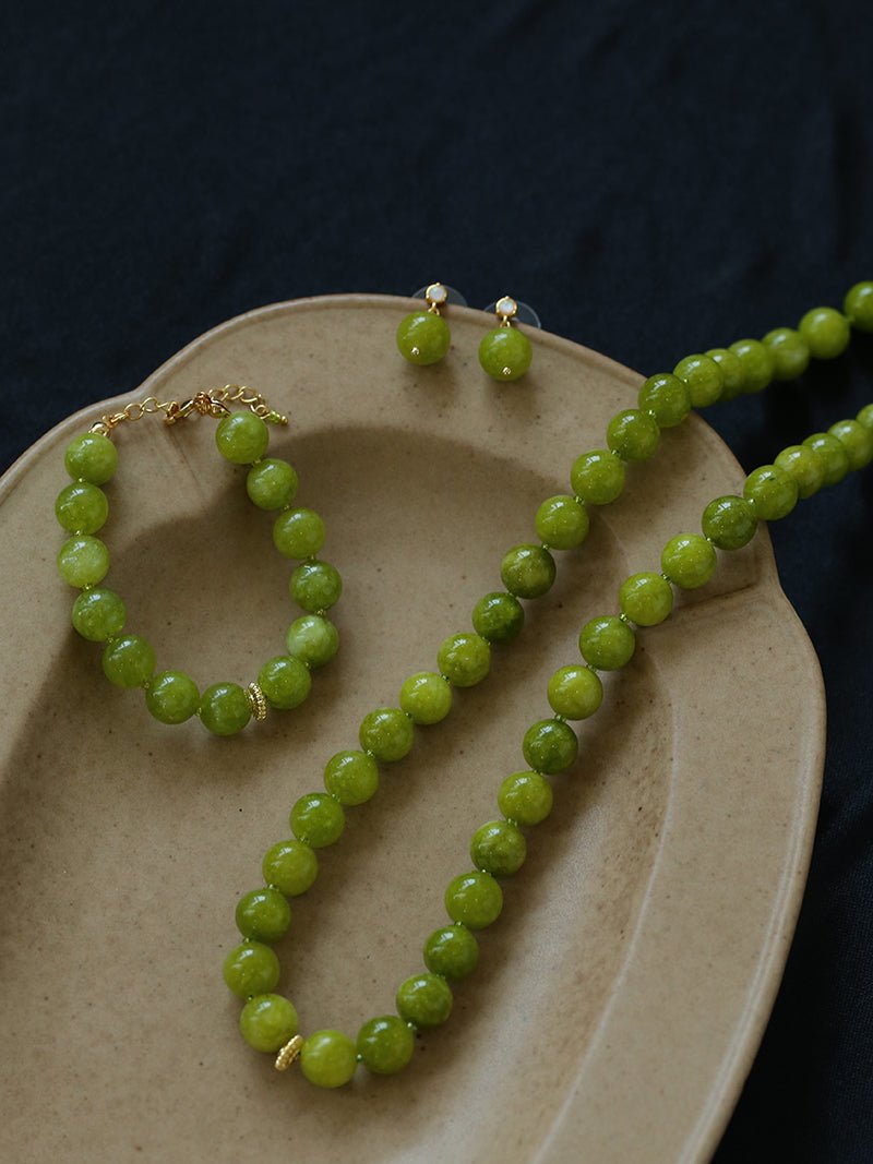 Green Grape Stone Beaded Necklace - floysun