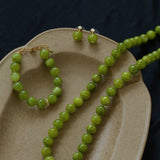 Green Grape Stone Beaded Necklace - floysun