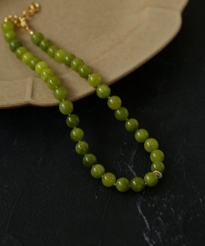 Green Grape Stone Beaded Necklace - floysun