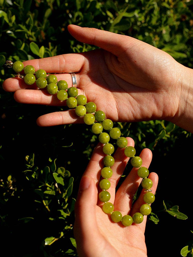 Green Grape Stone Beaded Necklace - floysun