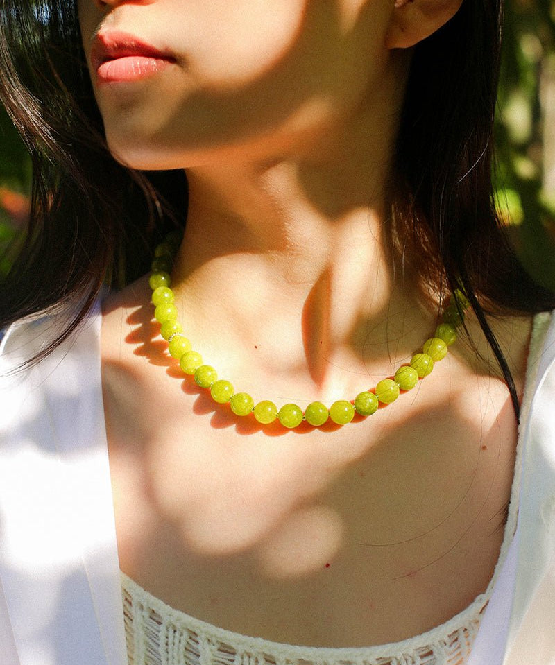 Green Grape Stone Beaded Necklace - floysun