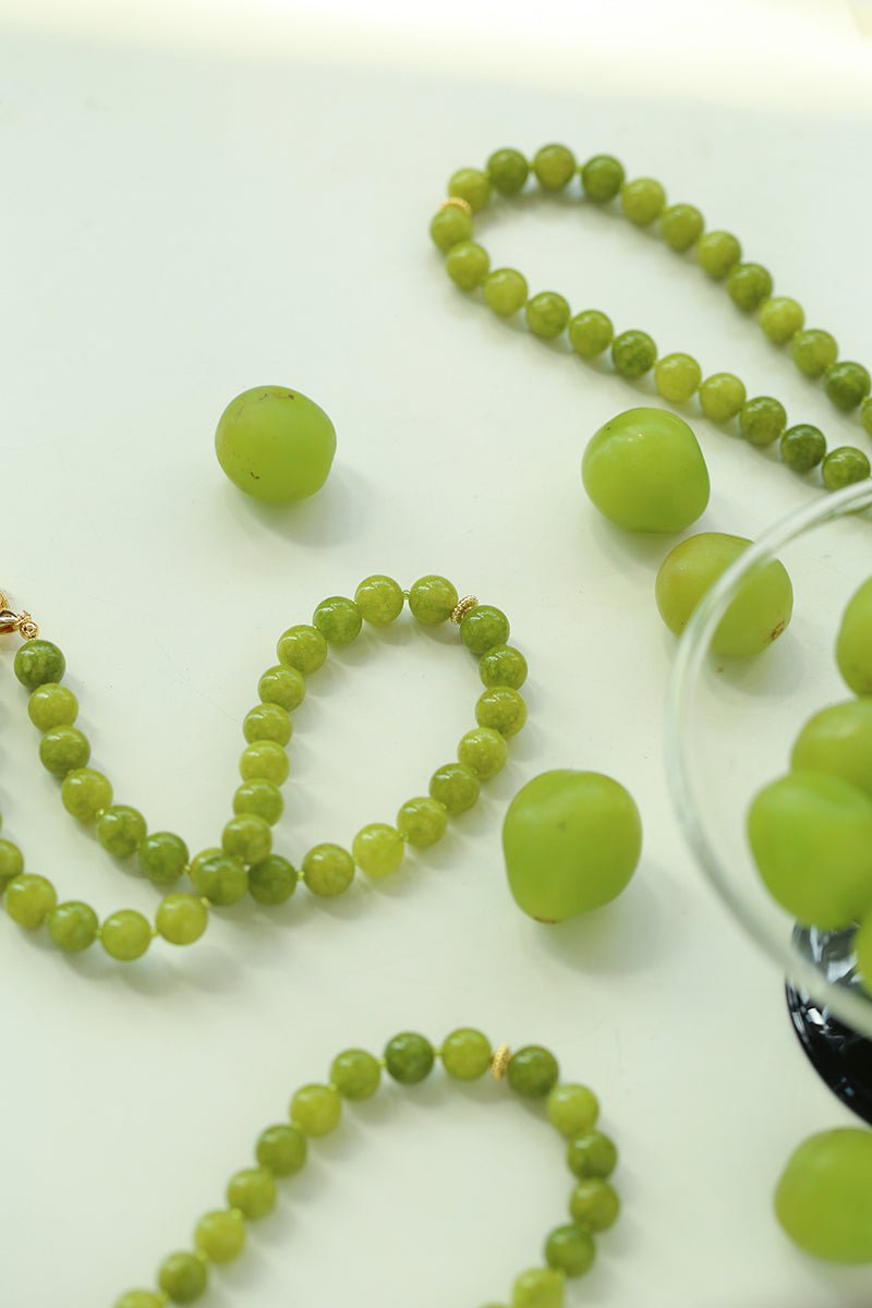 Green Grape Stone Beaded Necklace - floysun